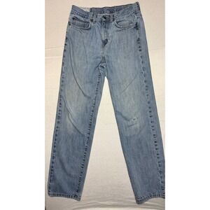 Chaps Denim Relaxed Fit Jeans Mens 32x34 Light Wash Blue Cotton Distressed